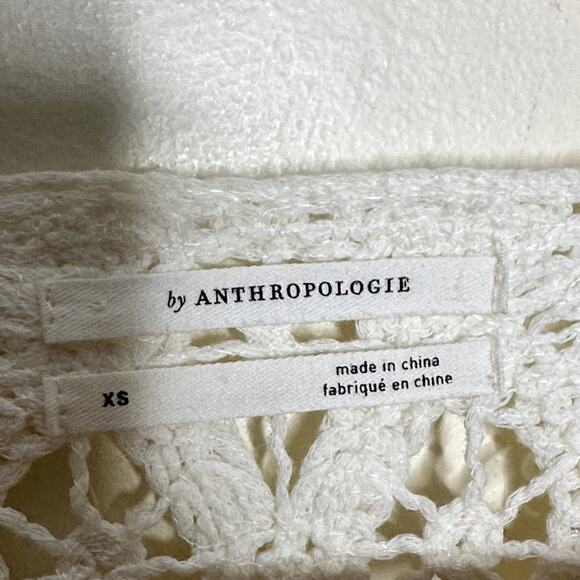 ANTHROPOLOGIE Lace Kimono Cropped Topper Cardigan Ivory Sz XS {3C11} - Picture 4 of 5